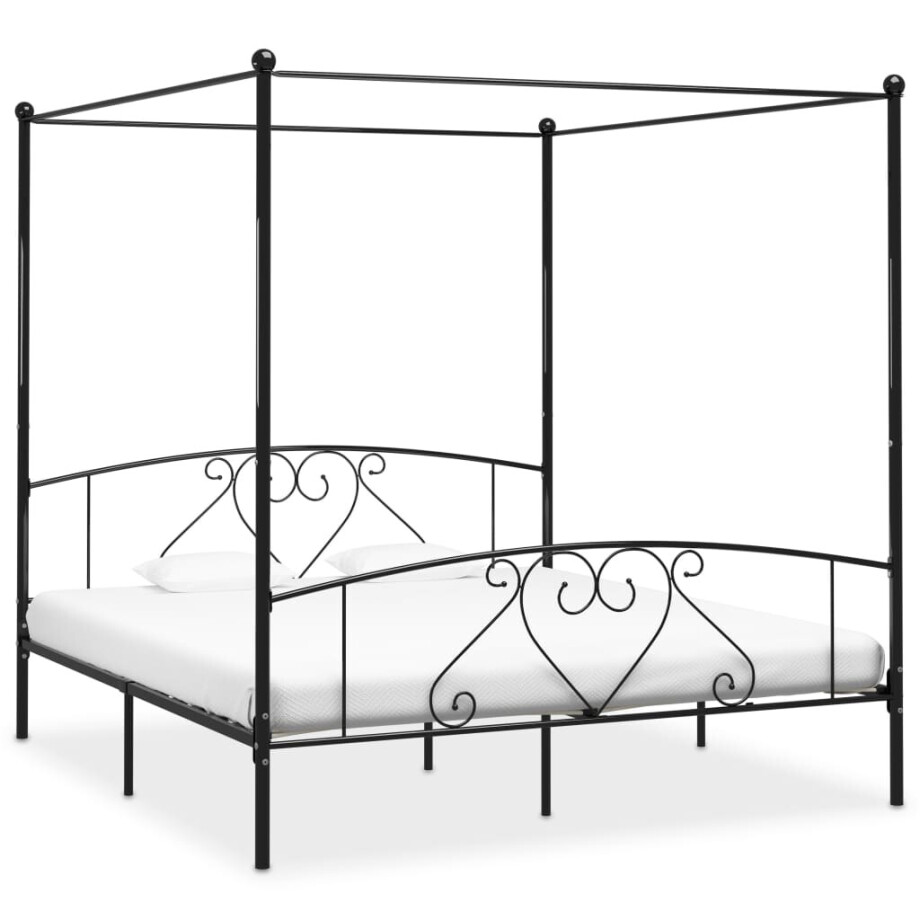vidaXL Hemelbedframe metaal zwart 180x200 cm vidaXL Hemelbedframe metaal zwart 180x200 cm afbeelding 1