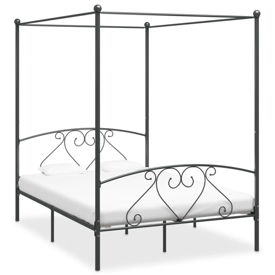 vidaXL Hemelbedframe metaal grijs 160x200 cm afbeelding 1