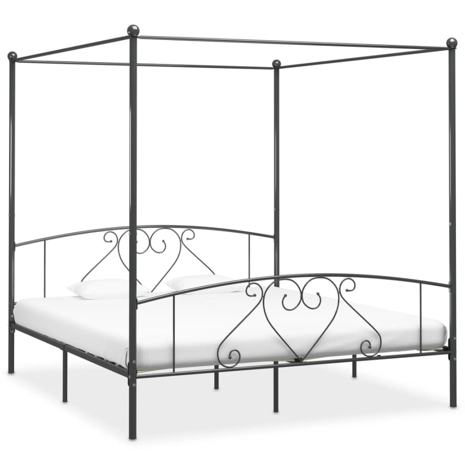 vidaXL Hemelbedframe metaal grijs 180x200 cm afbeelding 1