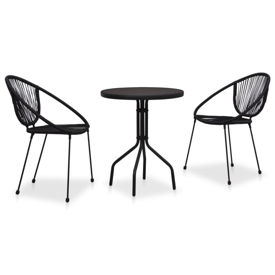 vidaXL 3-delige Bistroset PVC-rattan zwart afbeelding 1