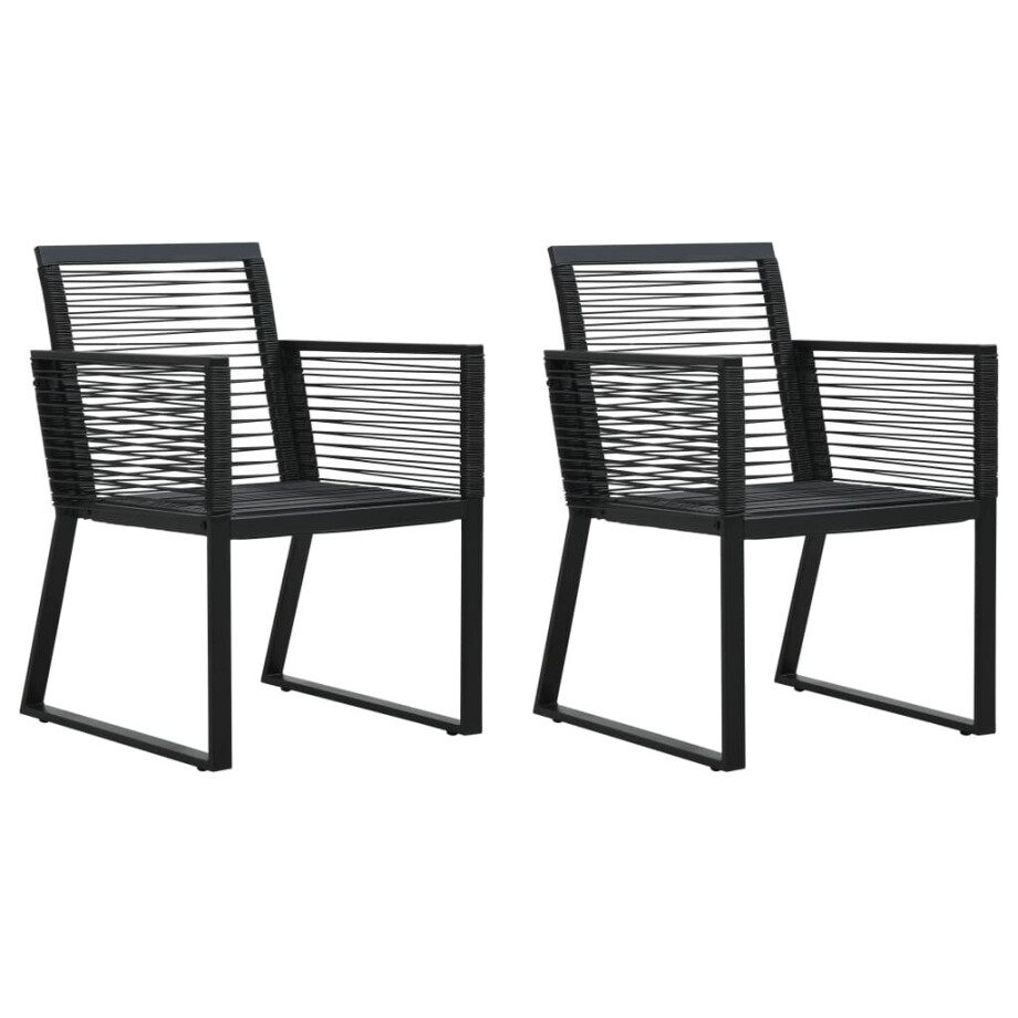 vidaXL Tuinstoelen 2 st PVC-rattan zwart vidaXL Tuinstoelen 2 st PVC-rattan zwart afbeelding 1