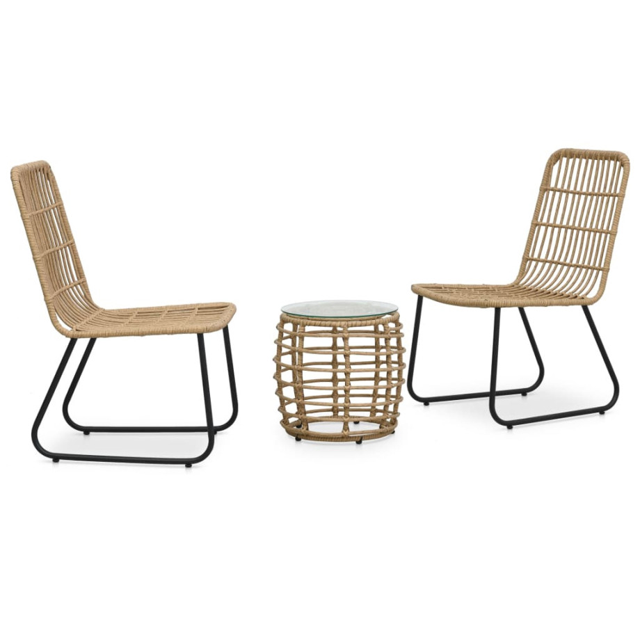 vidaXL 3-delige Bistroset poly rattan eikenkleurig afbeelding 1