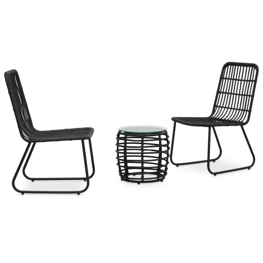 vidaXL 3-delige Bistroset poly rattan zwart afbeelding 1