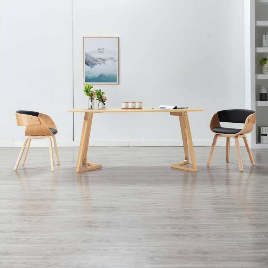 vidaXL Eetkamerstoelen 2 st gebogen hout en kunstleer afbeelding 1