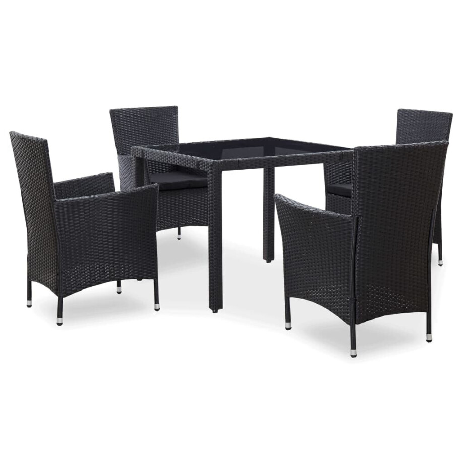 vidaXL 5-delige Tuinset poly rattan zwart vidaXL 5-delige Tuinset poly rattan zwart afbeelding 1
