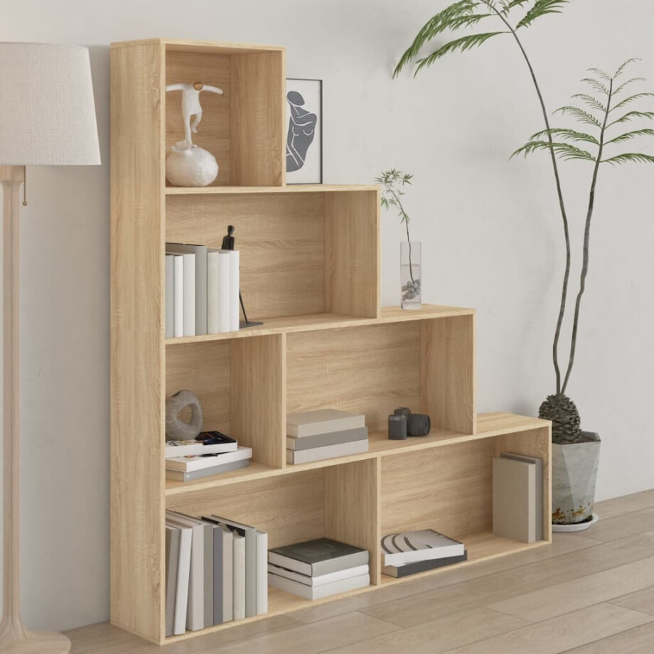 vidaXL Boekenkast/kamerscherm 155x24x160 cm bewerkt hout sonoma eiken afbeelding 1