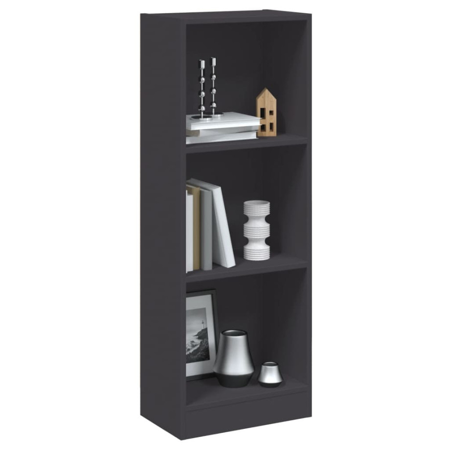 vidaXL Boekenkast met 3 schappen 40x24x109 cm bewerkt hout grijs afbeelding 1