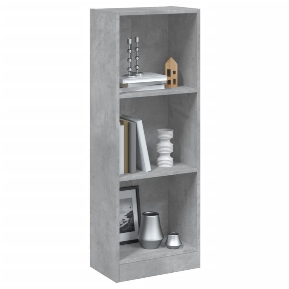 vidaXL Boekenkast met 3 schappen 40x24x109 cm bewerkt hout betongrijs afbeelding 1