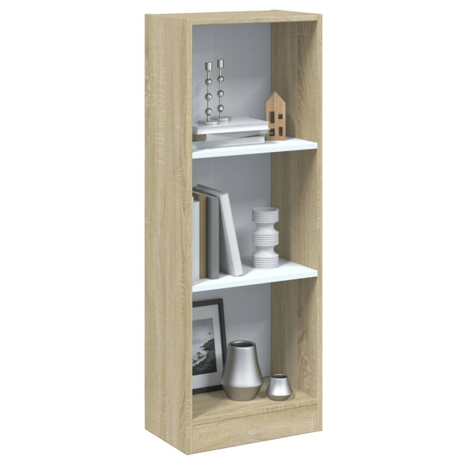 vidaXL Boekenkast met 3 schappen 40x24x109 cm bewerkt hout wit eiken afbeelding 1