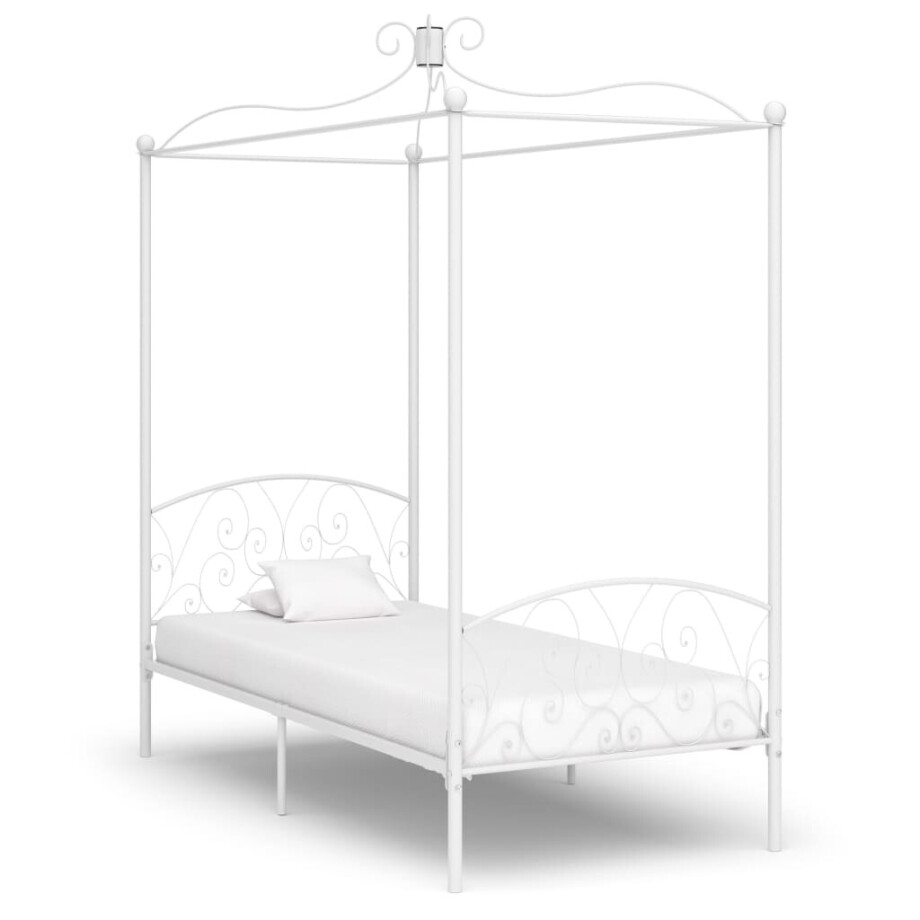 vidaXL Hemelbedframe metaal wit 90x200 cm vidaXL Hemelbedframe metaal wit 90x200 cm afbeelding 1