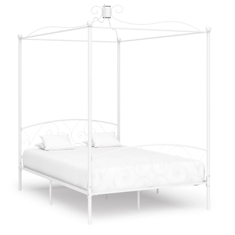 vidaXL Hemelbedframe metaal wit 140x200 cm afbeelding 1