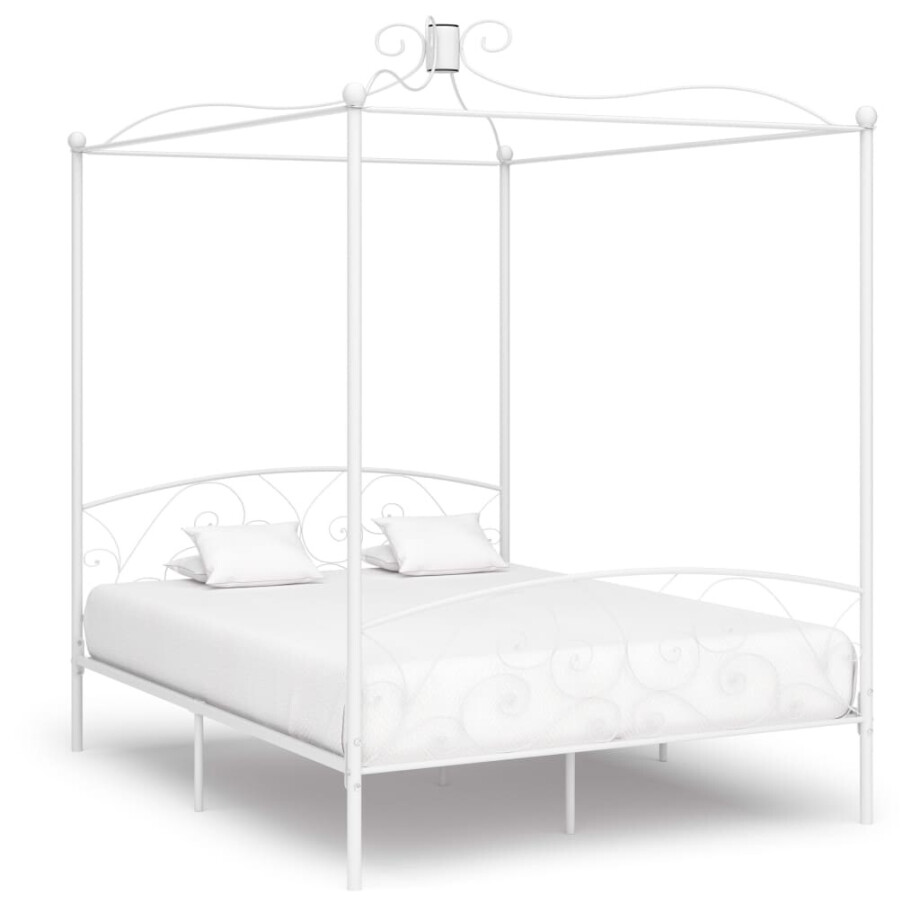 vidaXL Hemelbedframe metaal wit 160x200 cm vidaXL Hemelbedframe metaal wit 160x200 cm afbeelding 1