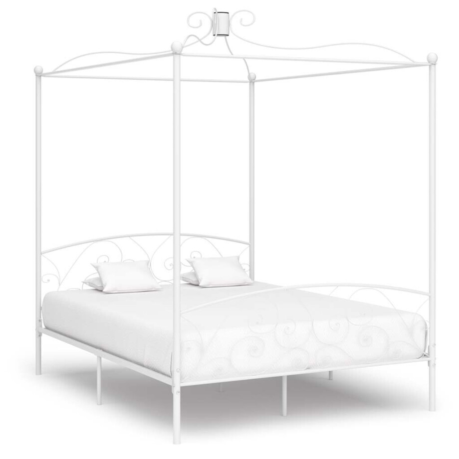 vidaXL Hemelbedframe metaal wit 180x200 cm vidaXL Hemelbedframe metaal wit 180x200 cm afbeelding 1