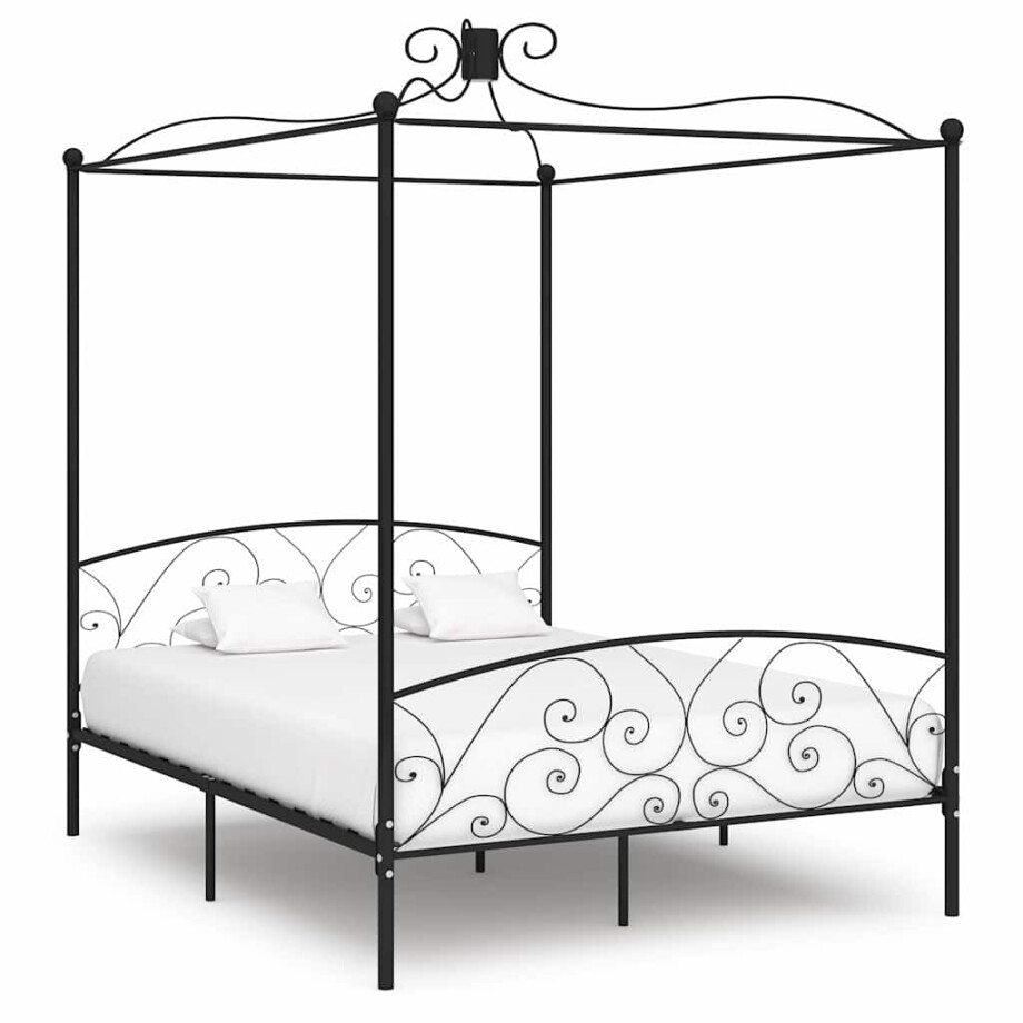 vidaXL Hemelbedframe metaal zwart 180x200 cm afbeelding 1