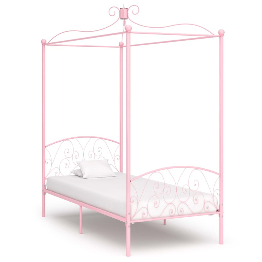 vidaXL Hemelbedframe metaal roze 90x200 cm afbeelding 1