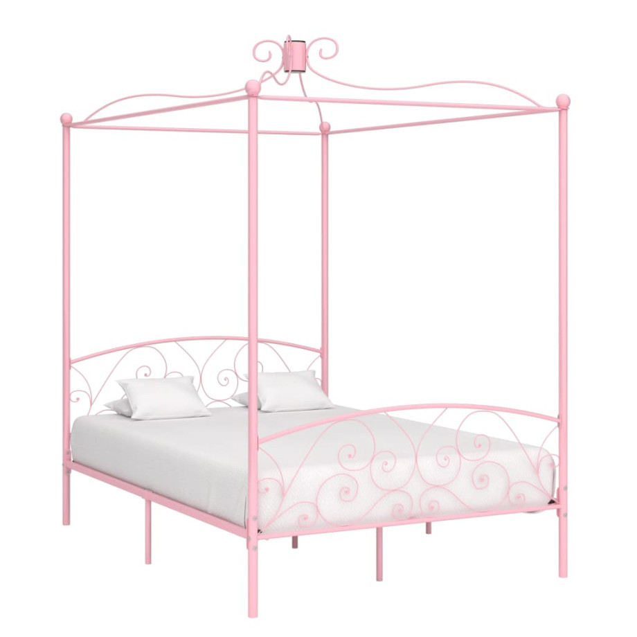 vidaXL Hemelbedframe metaal roze 120x200 cm afbeelding 1