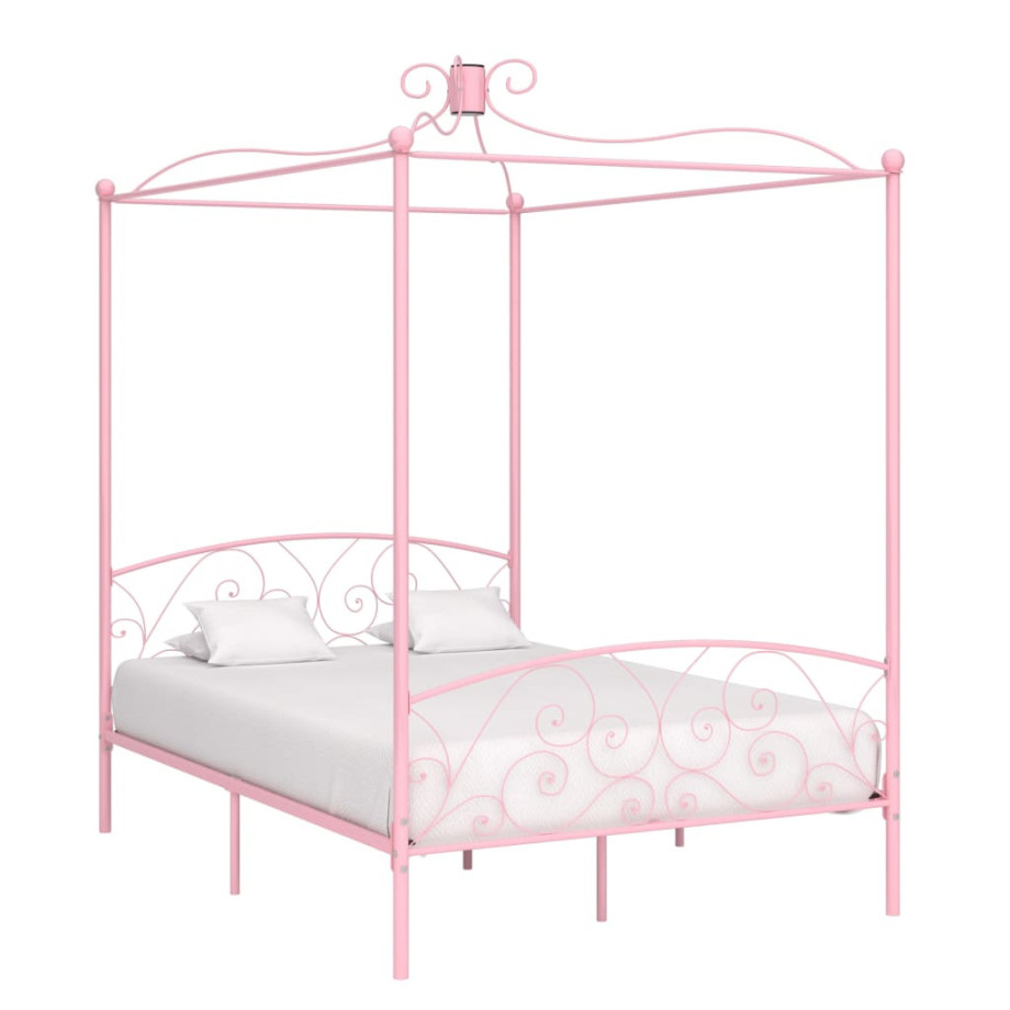 vidaXL Hemelbedframe metaal roze 140x200 cm afbeelding 1