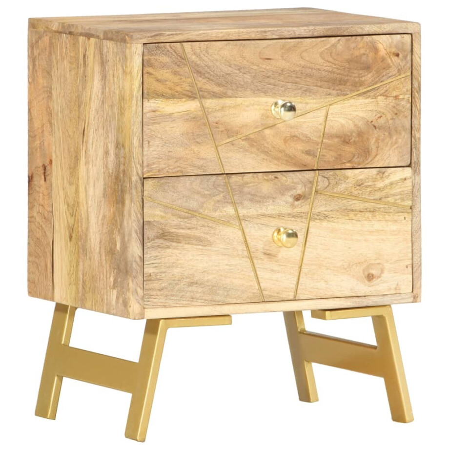 vidaXL Nachtkastje 40x30x50 cm massief mangohout afbeelding 1