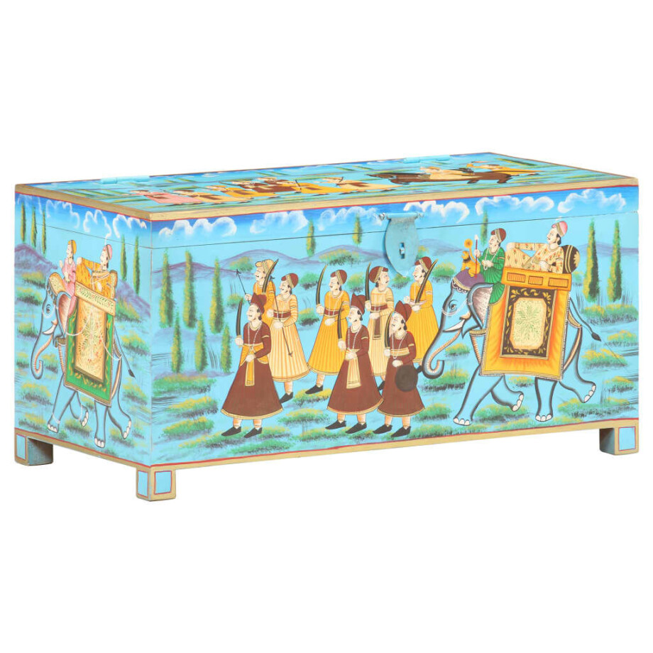 vidaXL Opbergbox handgeschilderd 80x40x40 cm massief mangohout vidaXL Opbergbox handgeschilderd 80x40x40 cm massief mangohout afbeelding 1