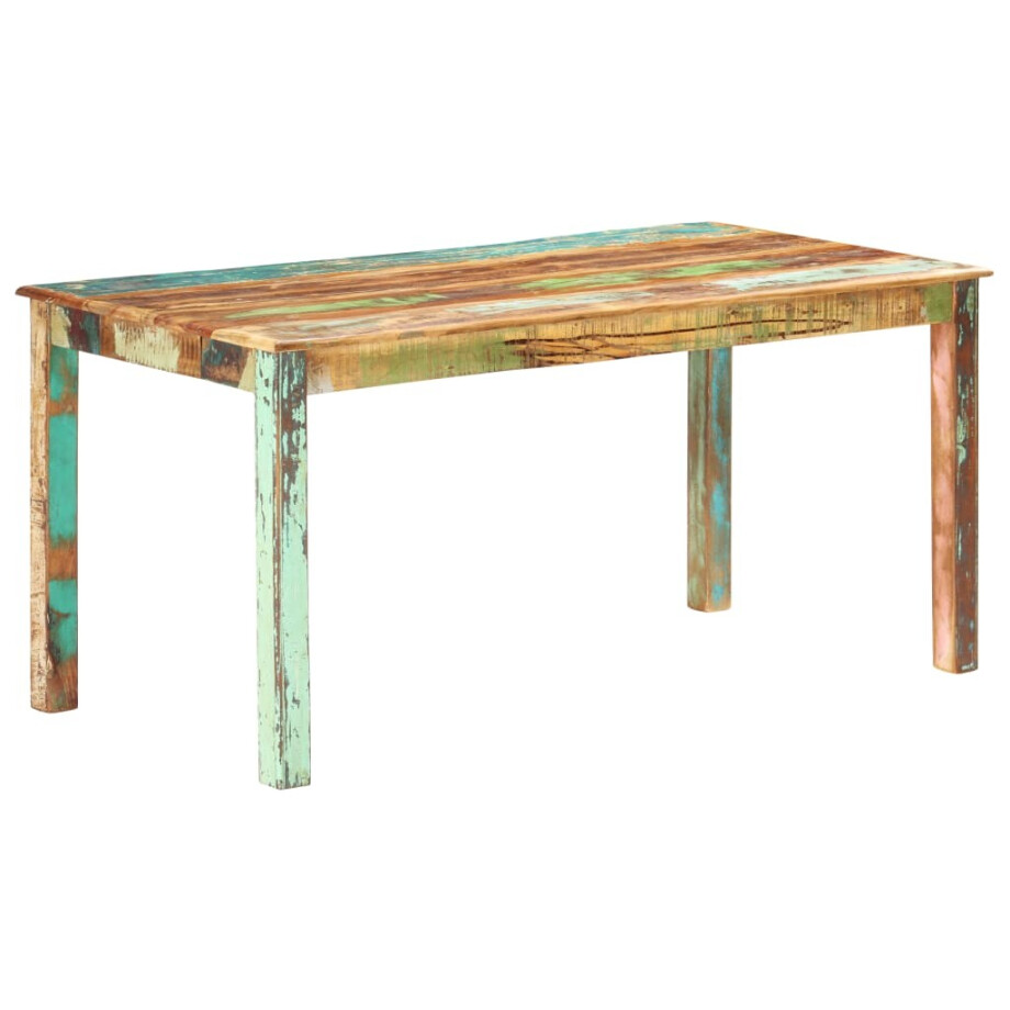vidaXL Eettafel 160x80x76 cm massief gerecycled hout afbeelding 1