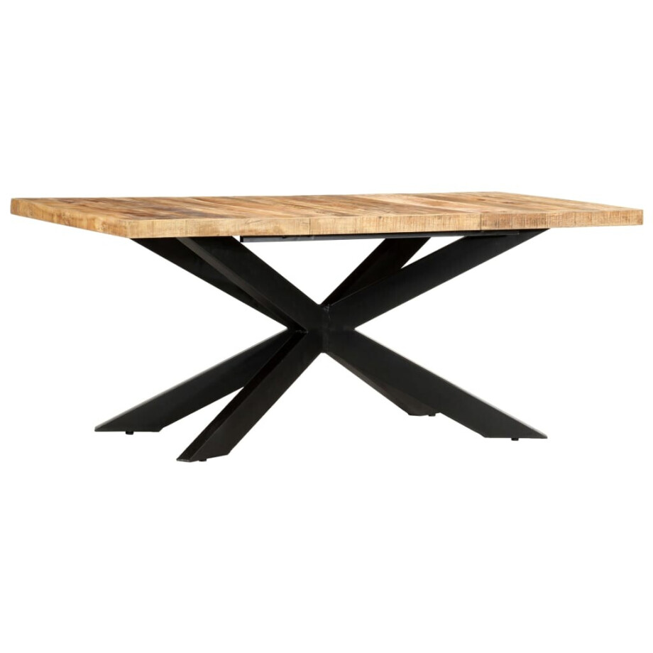 vidaXL Eettafel 180x90x76 cm massief ruw mangohout afbeelding 1