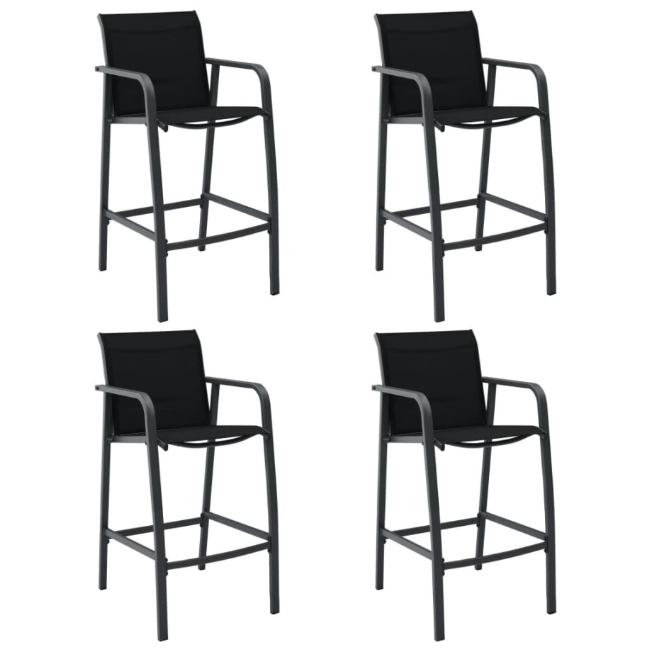 vidaXL Tuinbarstoelen 4 st textileen zwart afbeelding 1