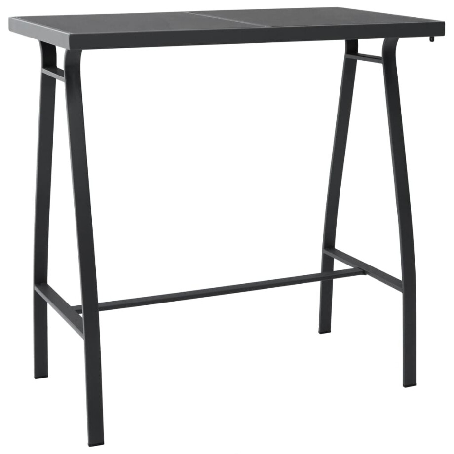 vidaXL Tuinbartafel 110x60x110 cm gehard glas zwart afbeelding 1