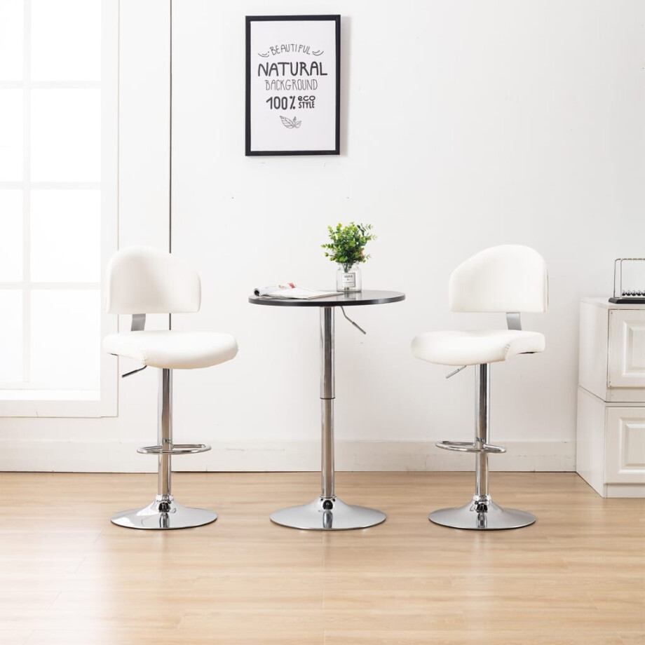 vidaXL Barstoelen 2 st kunstleer wit afbeelding 1
