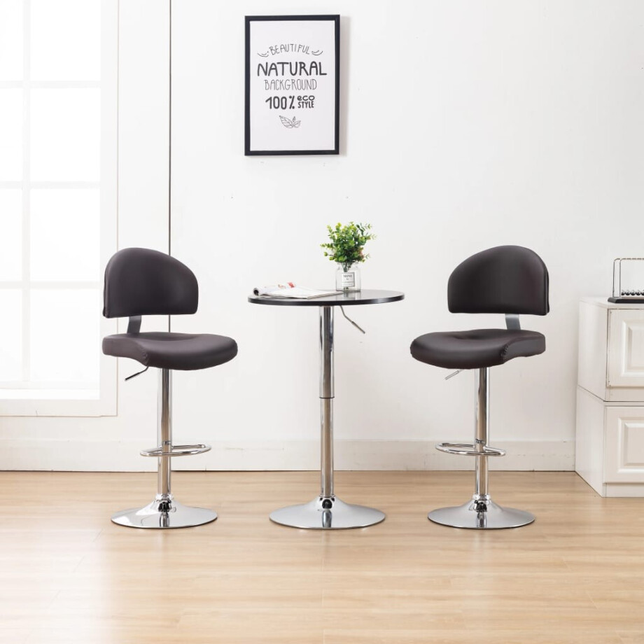vidaXL Barstoelen 2 st kunstleer bruin vidaXL Barstoelen 2 st kunstleer bruin afbeelding 1