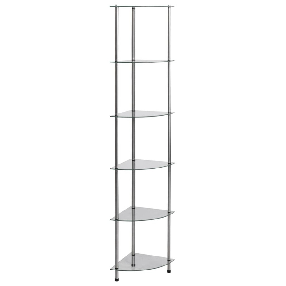 vidaXL Kastje 6-laags 30x30x160 cm gehard glas transparant afbeelding 1