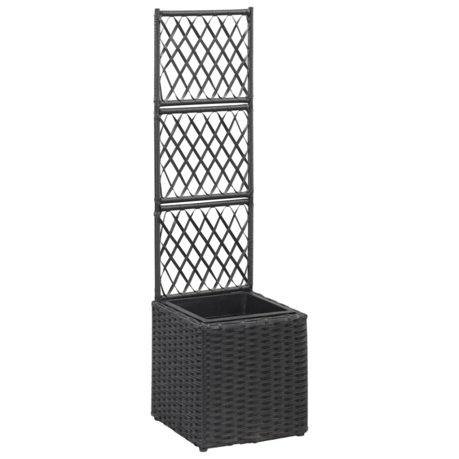 vidaXL Latwerkplantenbak verhoogd met 1 pot 30x30x107 cm rattan zwart vidaXL Latwerkplantenbak verhoogd met 1 pot 30x30x107 cm rattan zwart afbeelding 1