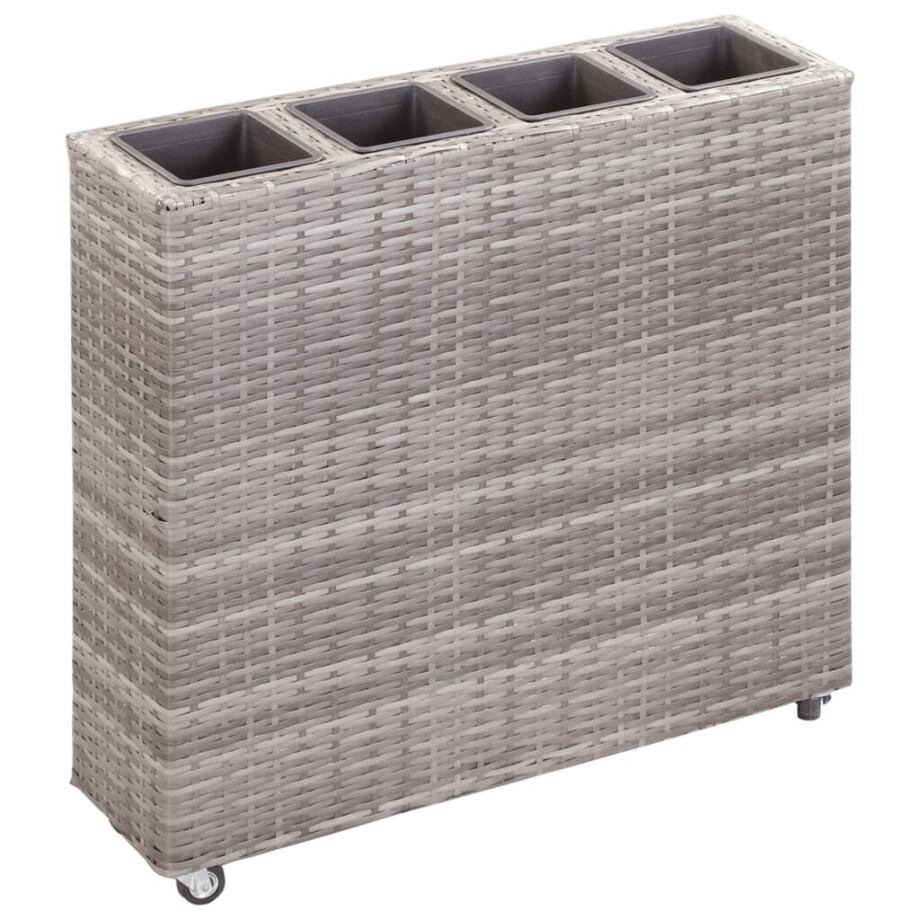vidaXL Plantenbak verhoogd met 4 potten 80x22x79 cm poly rattan grijs vidaXL Plantenbak verhoogd met 4 potten 80x22x79 cm poly rattan grijs afbeelding 1