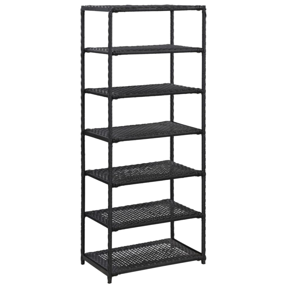 vidaXL Schoenenrek 50x30x120 cm poly rattan zwart afbeelding 1