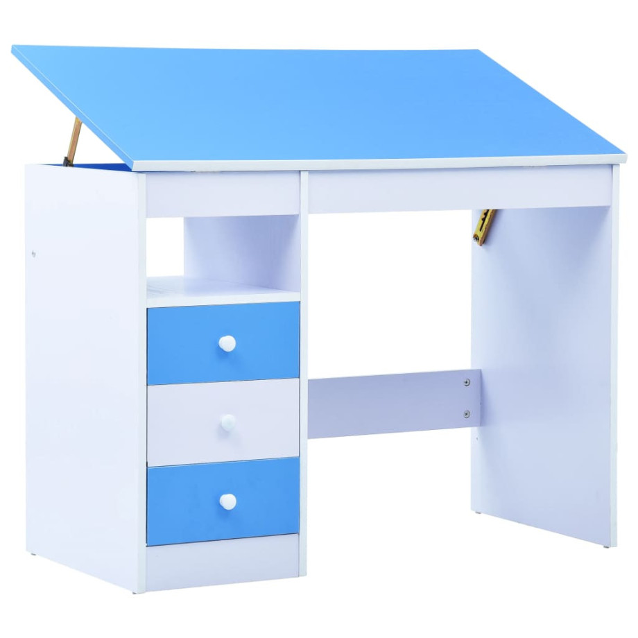 vidaXL Kindertekentafel/-bureau kantelbaar blauw en wit afbeelding 1