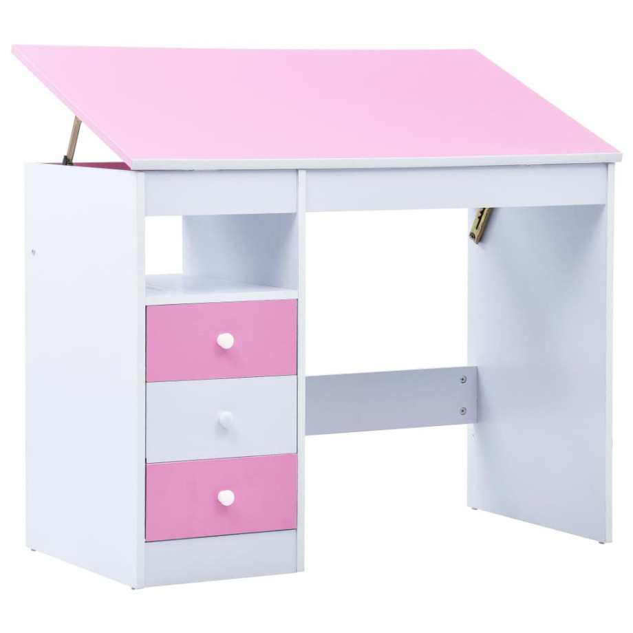 vidaXL Kindertekentafel/-bureau kantelbaar roze en wit afbeelding 1