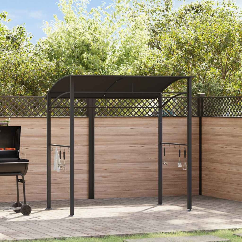 vidaXL Barbecue paviljoen 215x150x220 cm staal antraciet vidaXL Barbecue paviljoen 215x150x220 cm staal antraciet afbeelding 1