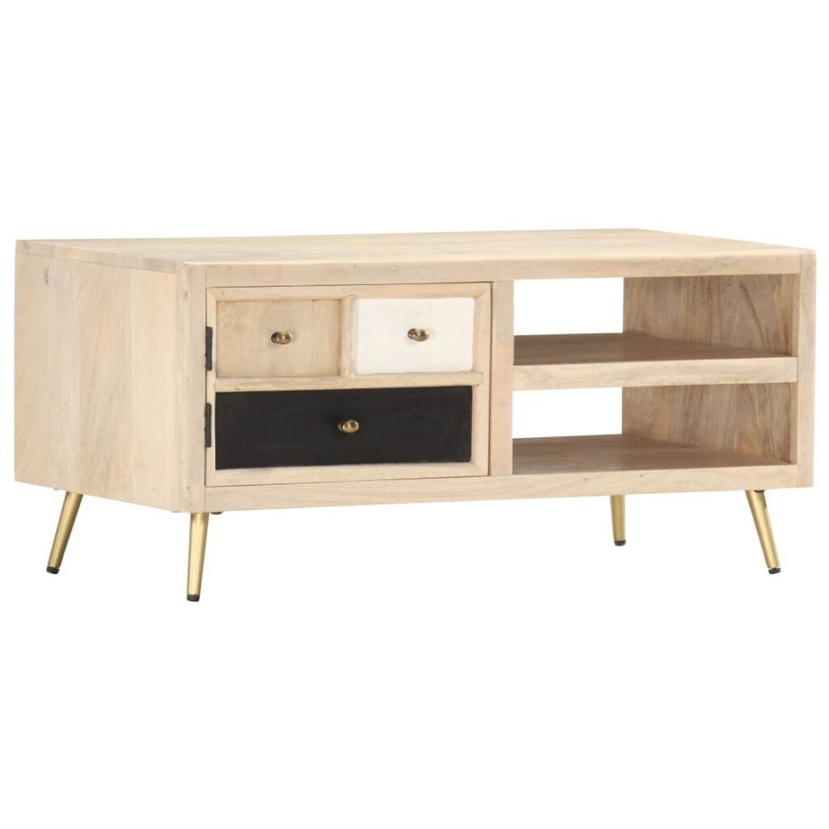 vidaXL Salontafel 90x45x40 cm massief mangohout afbeelding 1
