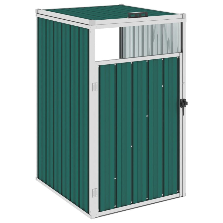 vidaXL Afvalbakberging 72x81x121 cm staal groen afbeelding 1