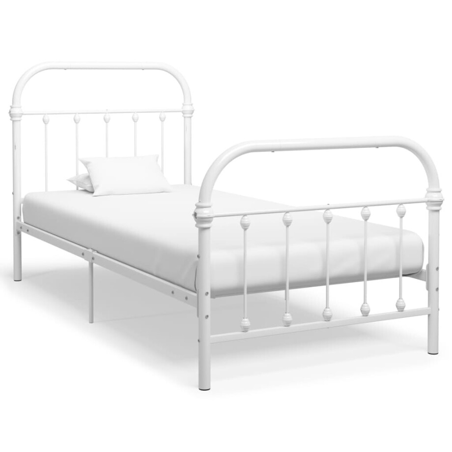 vidaXL Bedframe metaal wit 90x200 cm afbeelding 1