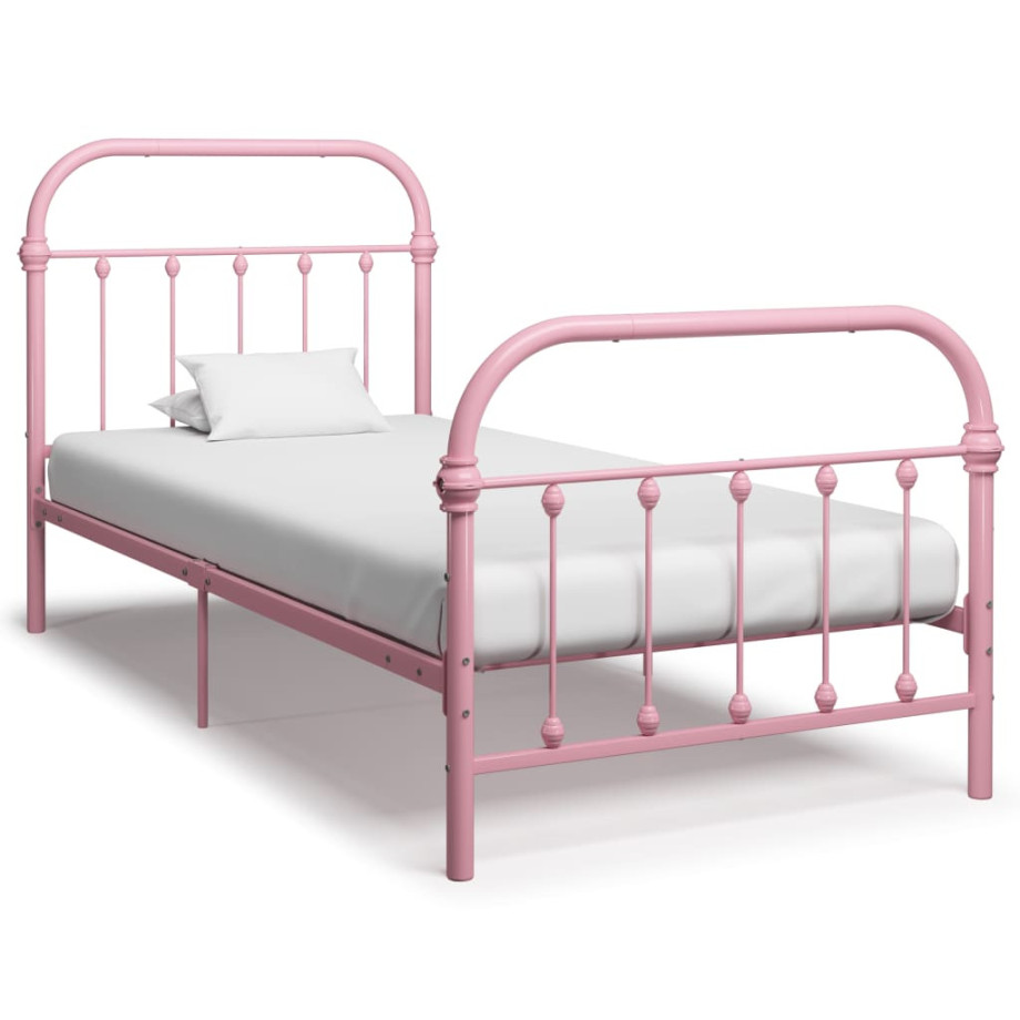 vidaXL Bedframe metaal roze 90x200 cm afbeelding 1