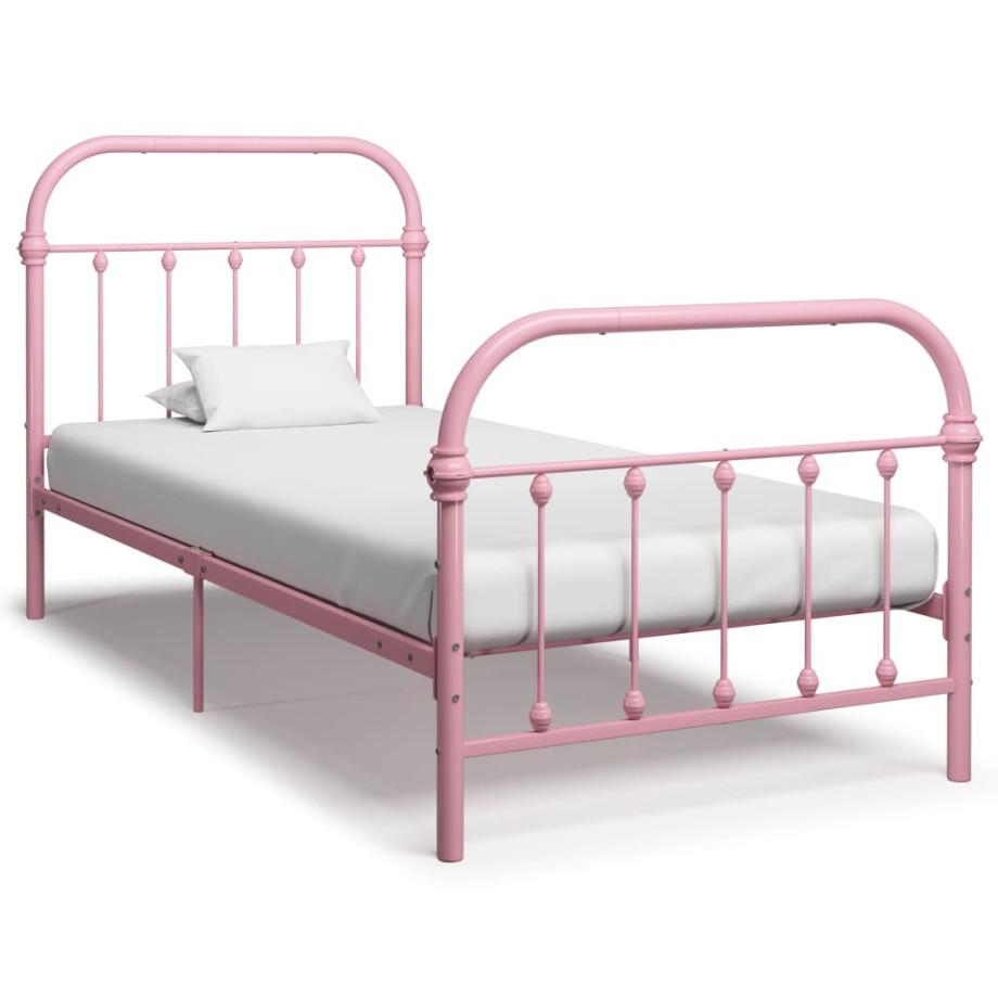 vidaXL Bedframe metaal roze 100x200 cm afbeelding 1