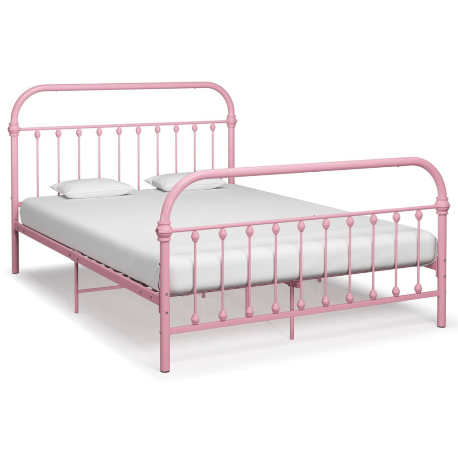 vidaXL Bedframe metaal roze 120x200 cm afbeelding 1