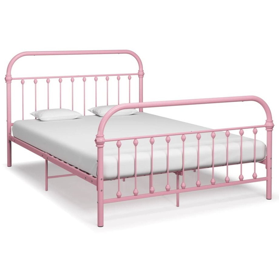 vidaXL Bedframe metaal roze 140x200 cm afbeelding 1