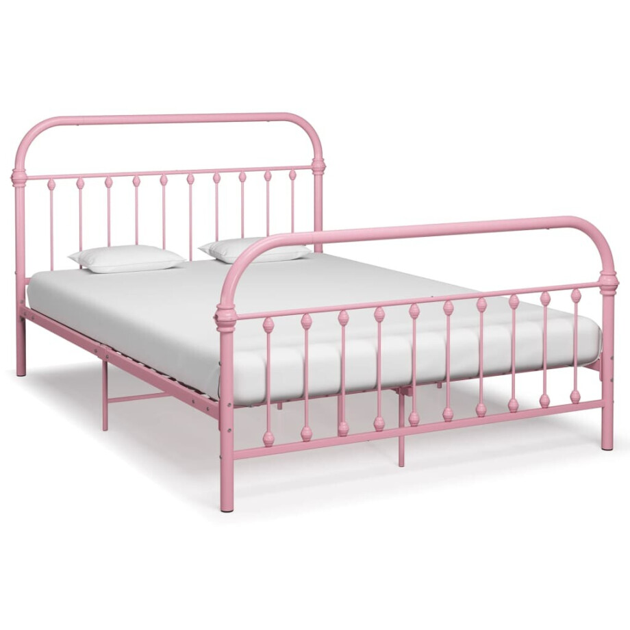 vidaXL Bedframe metaal roze 140x200 cm vidaXL Bedframe metaal roze 140x200 cm afbeelding 1