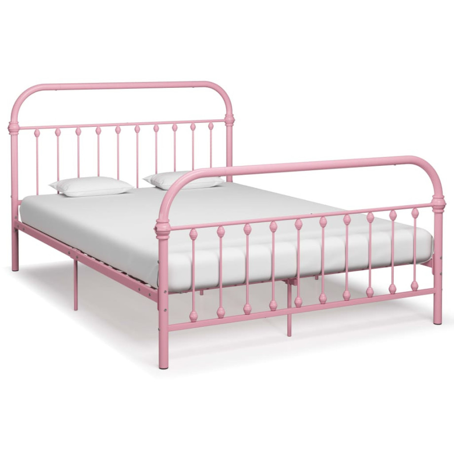 vidaXL Bedframe metaal roze 160x200 cm afbeelding 1