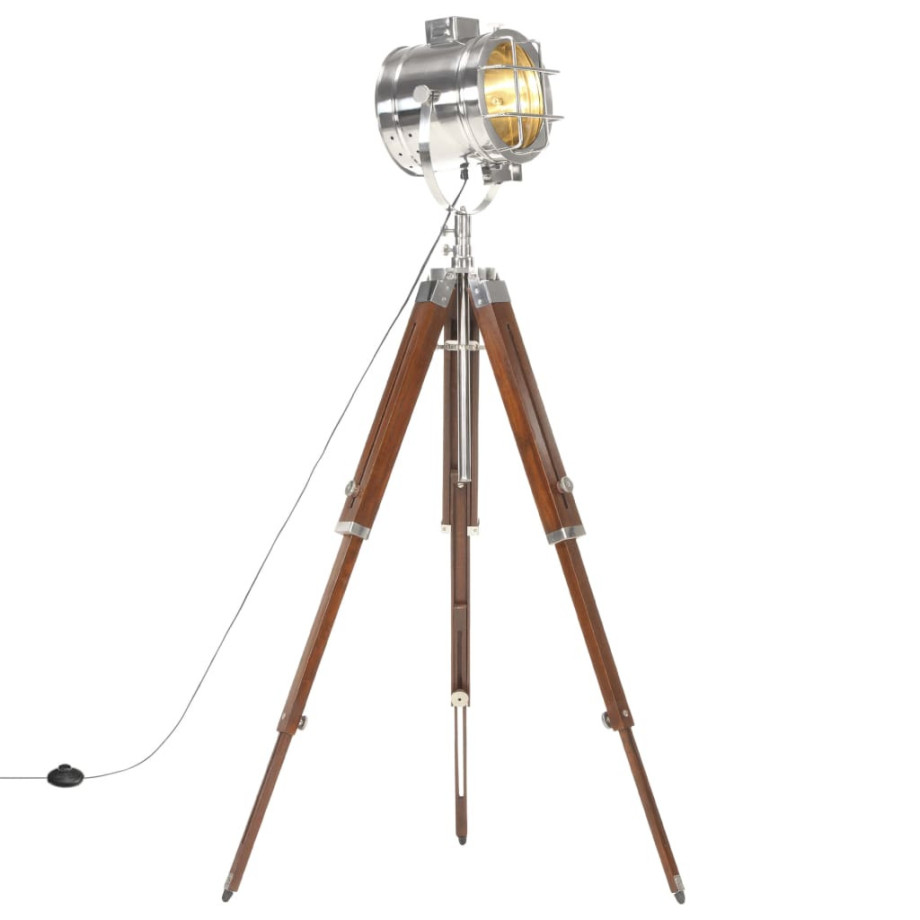 vidaXL Vloerlamp driepoot 165 cm massief mangohout afbeelding 1