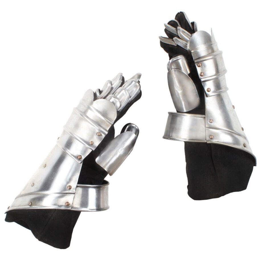 vidaXL Ridderhandschoenen middeleeuws replica LARP staal zilverkleurig afbeelding 1