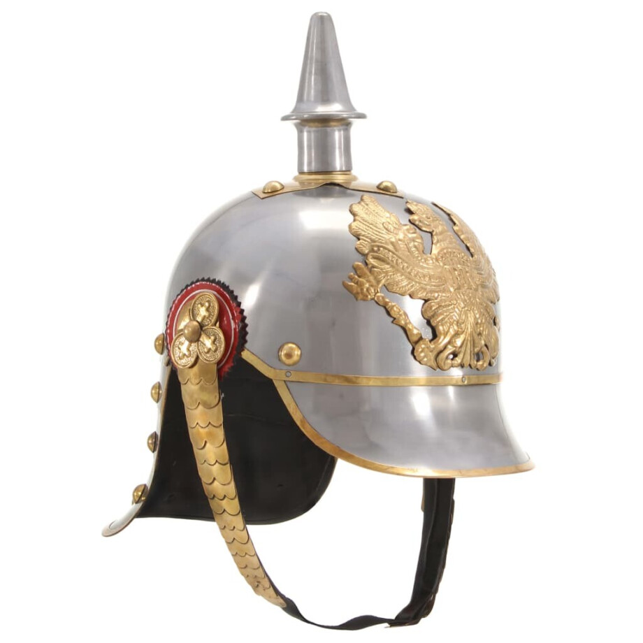 vidaXL Pickelhaube Germaans replica LARP staal zilverkleurig afbeelding 1