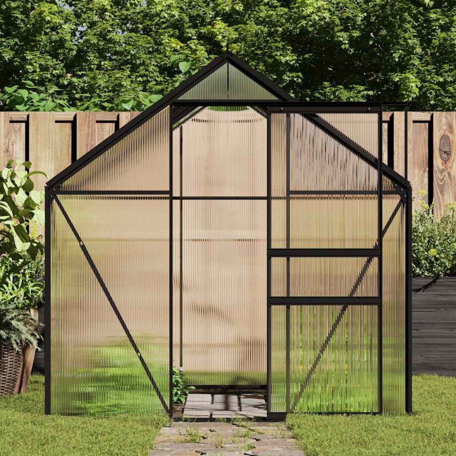 vidaXL Tuinkas met basisframe 4,75 m² aluminium antracietkleurig afbeelding 1