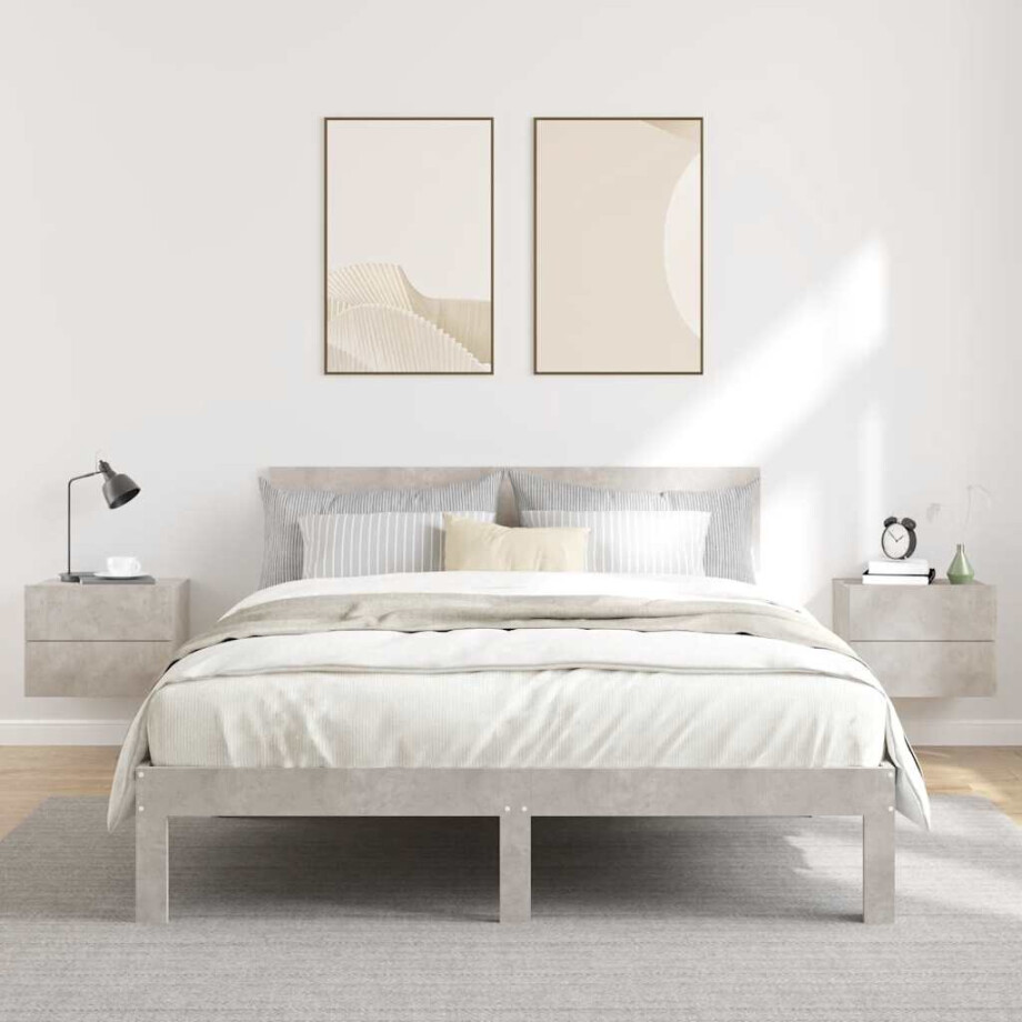 vidaXL Nachtkastjes 2 st 40x30x30 cm bewerkt hout betongrijs afbeelding 1